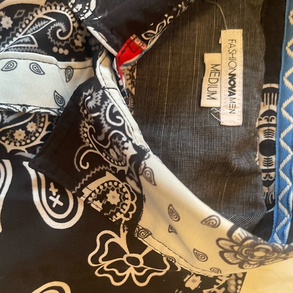 Fashion Nova Black and White Paisley Shirt - Picture 2 of 7